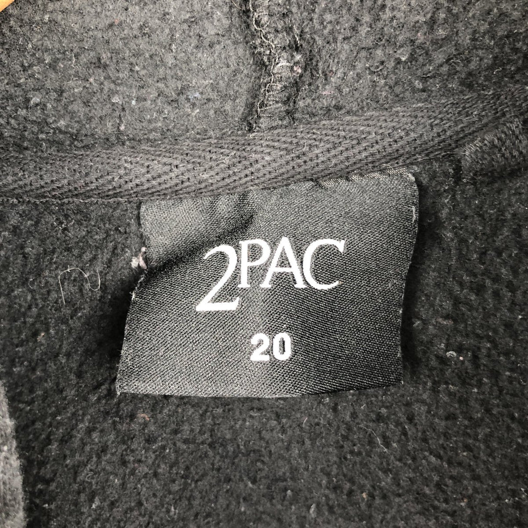 2pac Print Wrap Sweatshirt Pullover Hoodie - Men's XXL (approx.) cotton black type Vintage Second Hand
