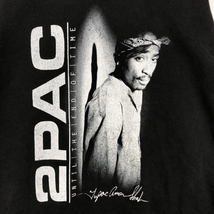 2pac Print Wrap Sweatshirt Pullover Hoodie - Men's XXL (approx.) cotton black type Vintage Second Hand