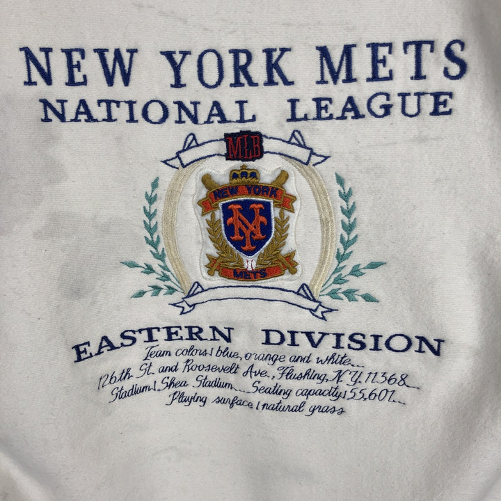 90'S Nutmeg MLB New York Mets Mock Neck Sweatshirt, Made in USA, Men's Size M (Equivalent), Vintage cotton unbleached Vintage Second Hand