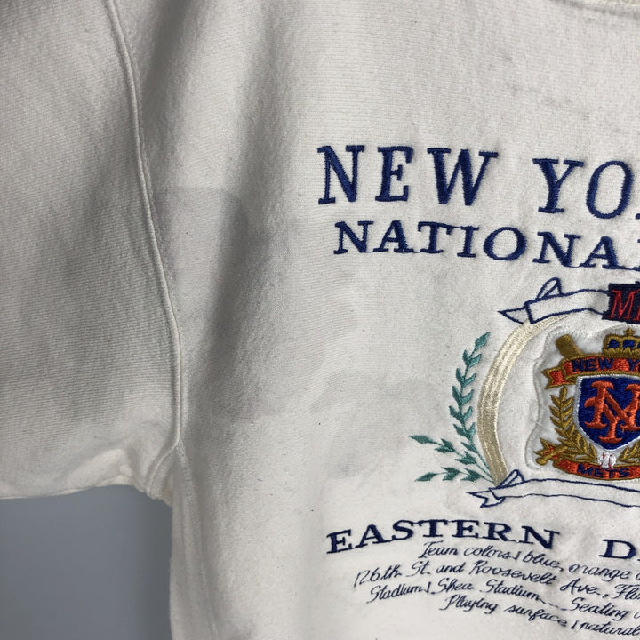 90'S Nutmeg MLB New York Mets Mock Neck Sweatshirt, Made in USA, Men's Size M (Equivalent), Vintage cotton unbleached Vintage Second Hand