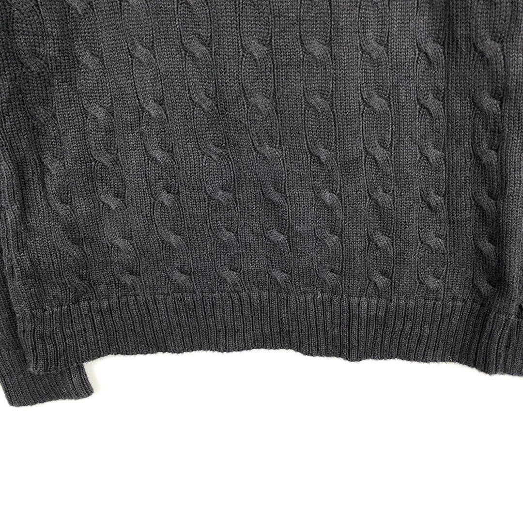 Ralph Lauren LAUREN Cable Knit Slit Neck Cotton Sweater, Women's Size S (approx.) cotton black type Vintage Second Hand