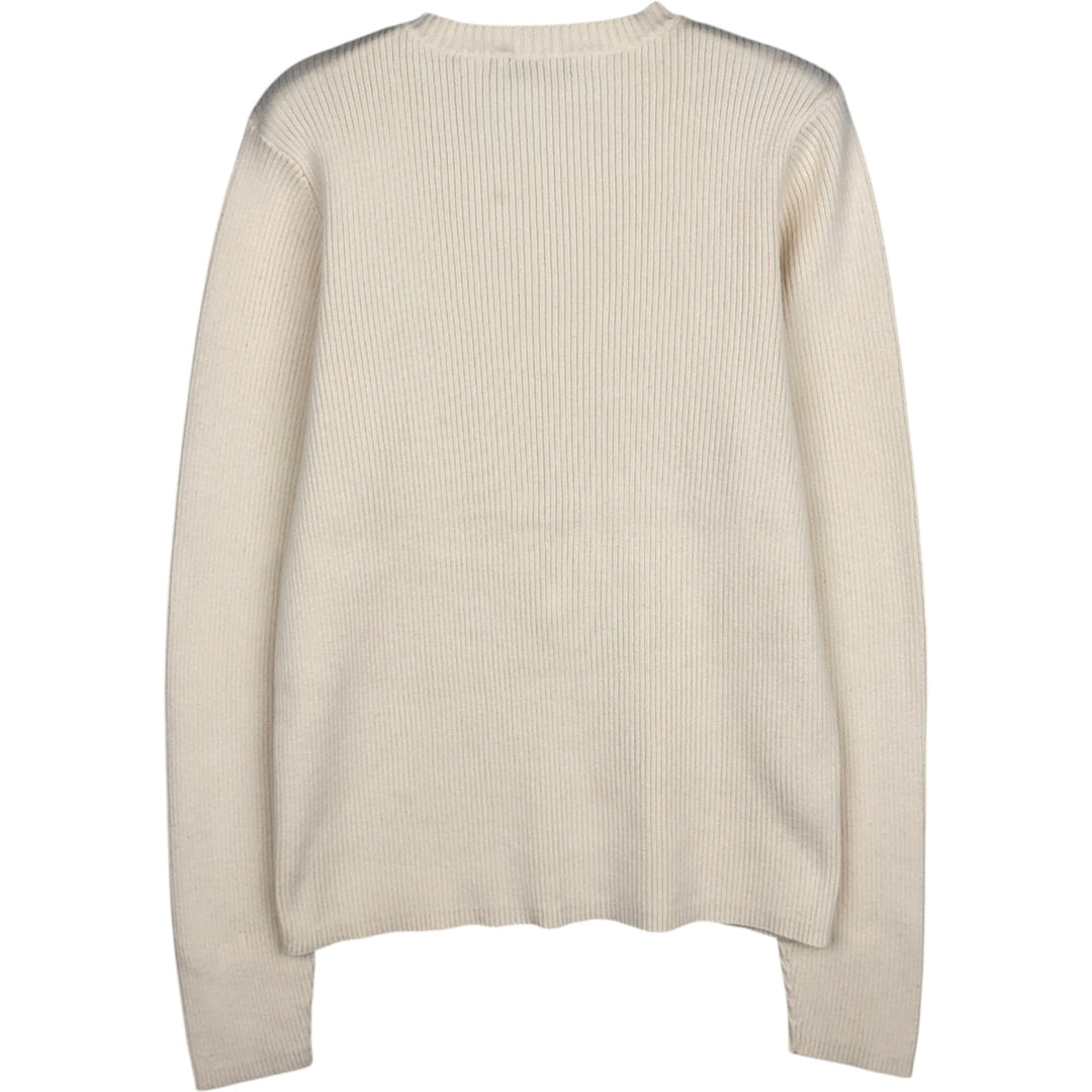 MODA INTERNATIONAL Rib-Knit Henley Neck Cotton Sweater, Women's Size XL (approx.) cotton ivory Vintage Second Hand