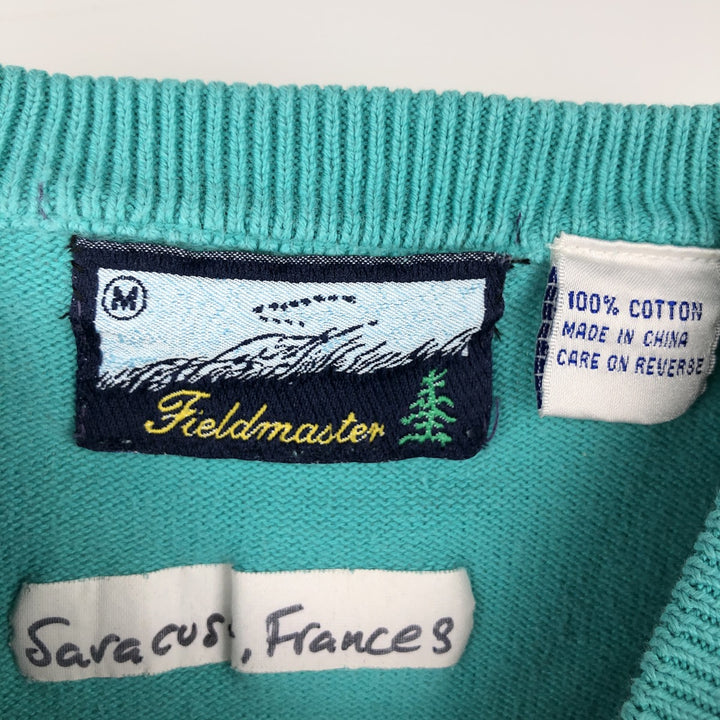 80'S FIELDMASTER Plain Cotton Knit Sweater, Women's Size M (approx.), Vintage cotton Emerald green Vintage Second Hand