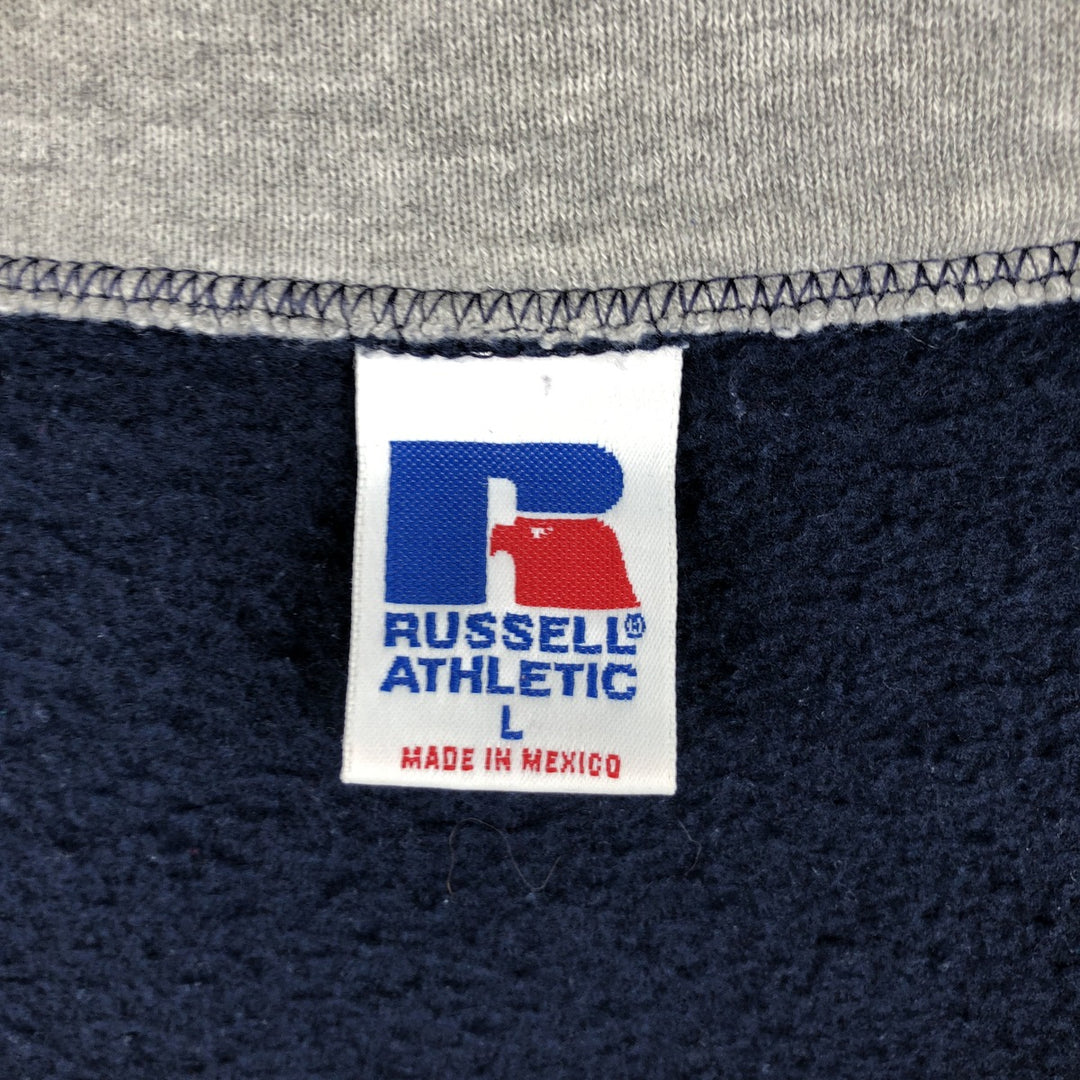 Russell Full-Zip Sweatshirt (Men's Size L) cotton navy blue type Vintage Second Hand