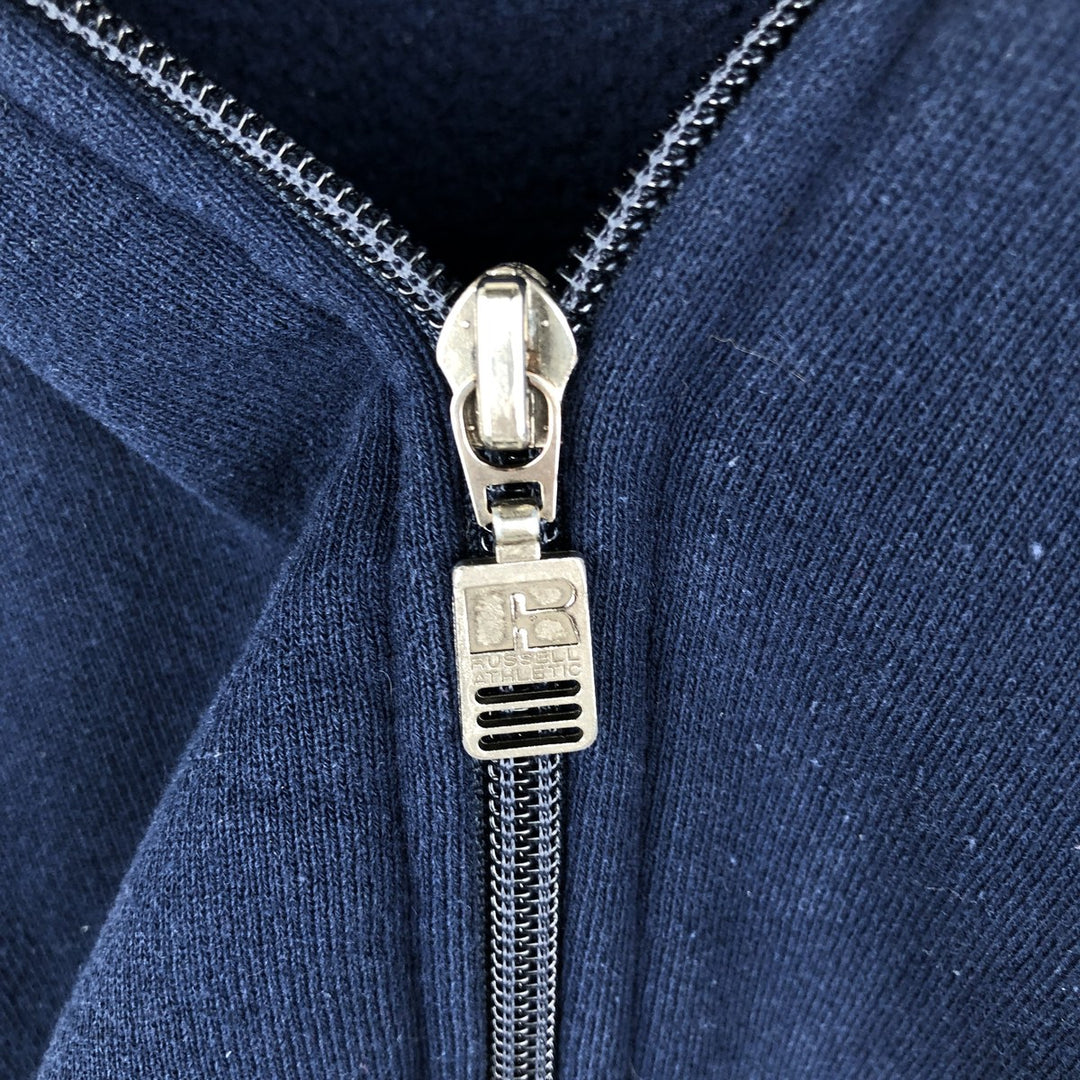 Russell Full-Zip Sweatshirt (Men's Size L) cotton navy blue type Vintage Second Hand