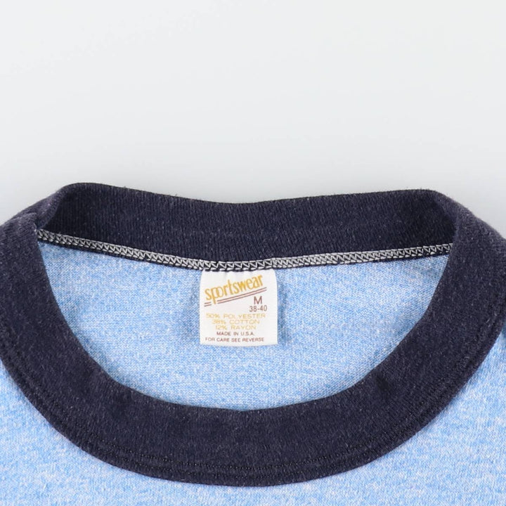 80'S Sportswear Ringer T-Shirt, Made in USA, Women's Size M (approx.), Vintage polyester blue type Vintage Second Hand
