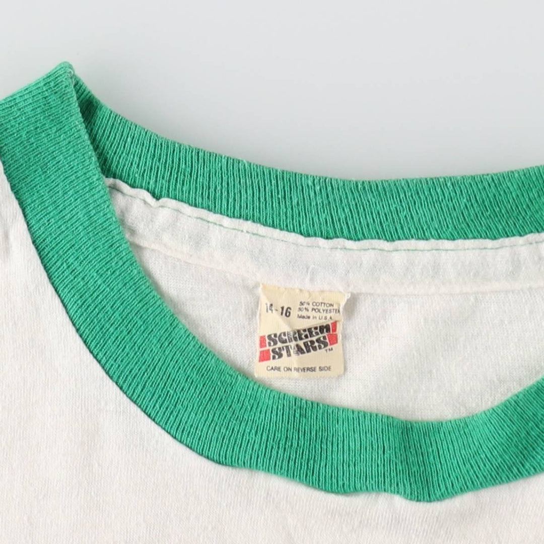 80'S Screen Stars Message Ringer T-Shirt, Made in USA, Women's Size XS (approx.), Vintage cotton white type Vintage Second Hand