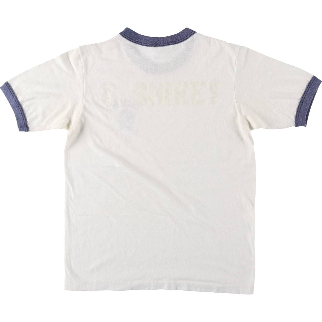 1980'S Hanes Poly-Cotton Blue Tag Ringer T-Shirt, Made in USA, Women's Size S (Equivalent), Vintage cotton white type Vintage Second Hand