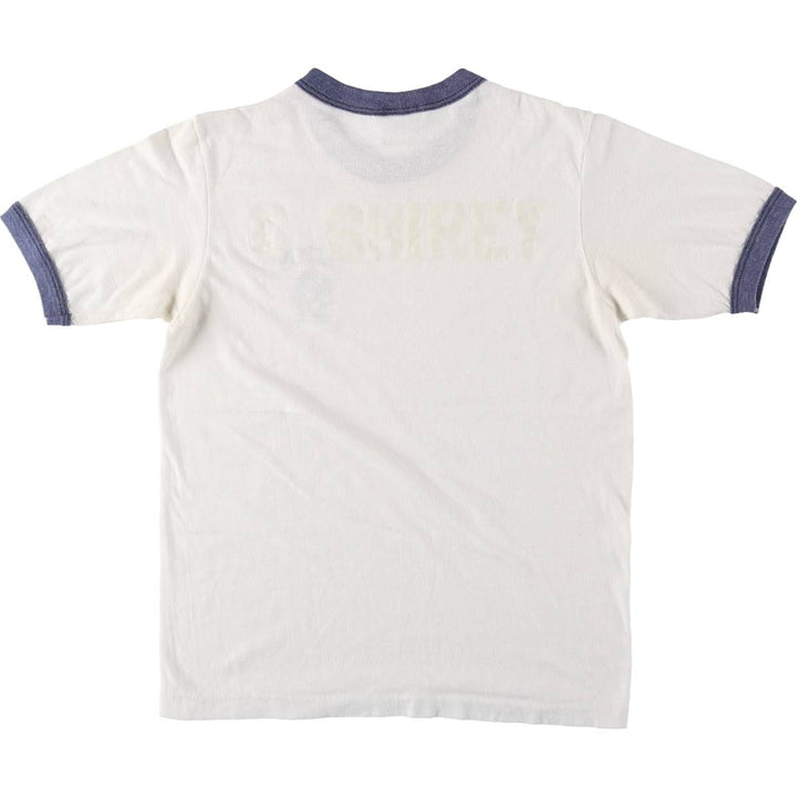 1980'S Hanes Poly-Cotton Blue Tag Ringer T-Shirt, Made in USA, Women's Size S (Equivalent), Vintage cotton white type Vintage Second Hand