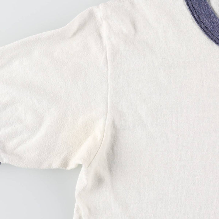 1980'S Hanes Poly-Cotton Blue Tag Ringer T-Shirt, Made in USA, Women's Size S (Equivalent), Vintage cotton white type Vintage Second Hand