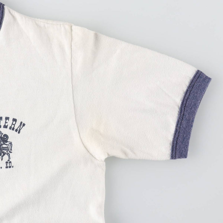 1980'S Hanes Poly-Cotton Blue Tag Ringer T-Shirt, Made in USA, Women's Size S (Equivalent), Vintage cotton white type Vintage Second Hand