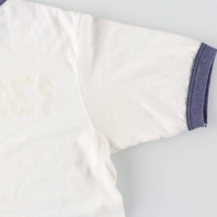 1980'S Hanes Poly-Cotton Blue Tag Ringer T-Shirt, Made in USA, Women's Size S (Equivalent), Vintage cotton white type Vintage Second Hand