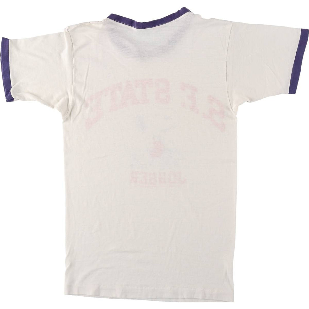 70'S Champion Snoopy College Ringer T-Shirt (Women's Size S) Vintage cotton white type Vintage Second Hand