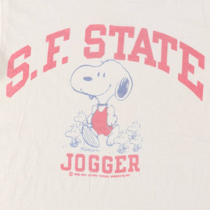 70'S Champion Snoopy College Ringer T-Shirt (Women's Size S) Vintage cotton white type Vintage Second Hand
