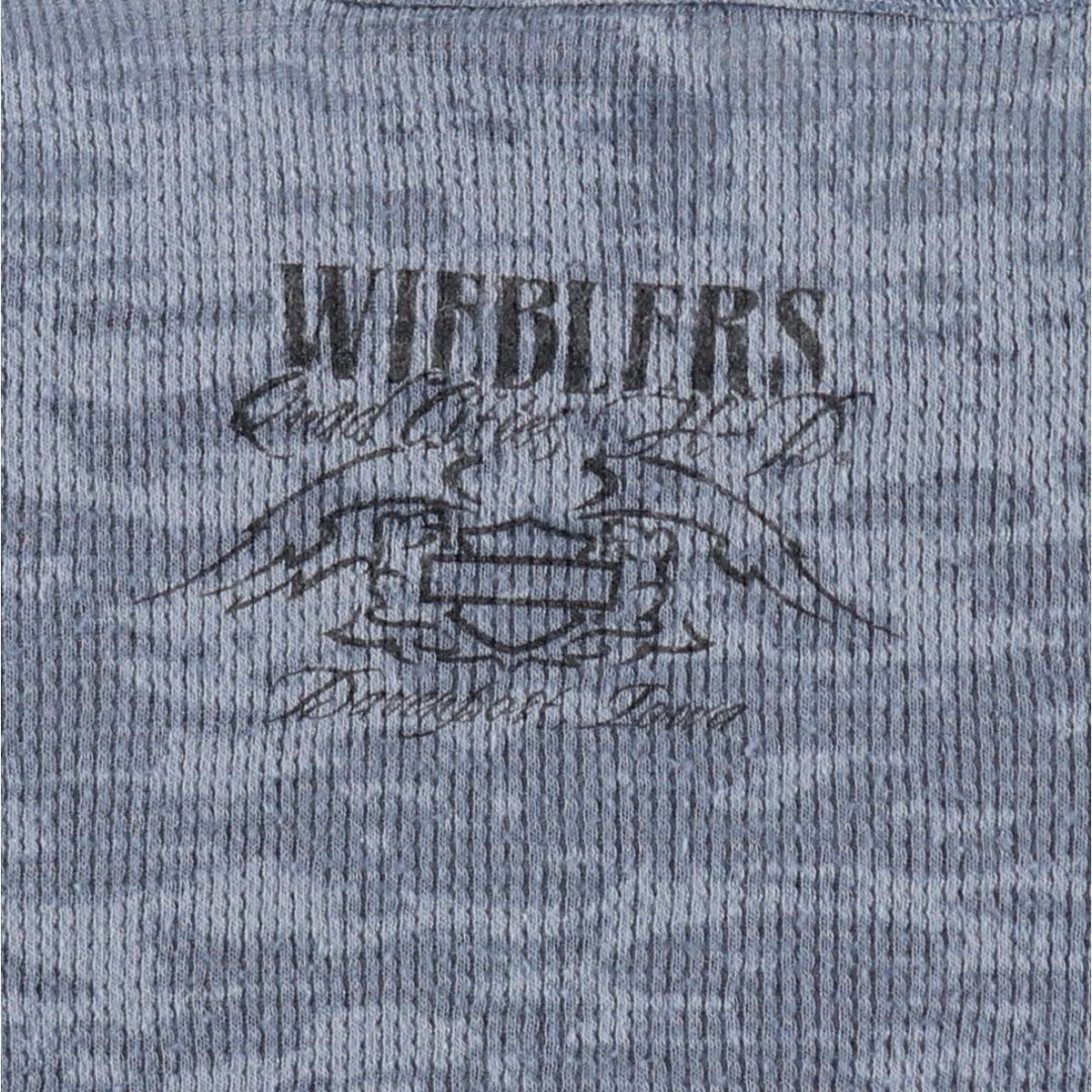 Harley-Davidson Tribal Motorcycle Thermal Long-Sleeve T-Shirt Honeycomb Pattern, Women's Size S (approx.) unclear blue type Vintage Second Hand