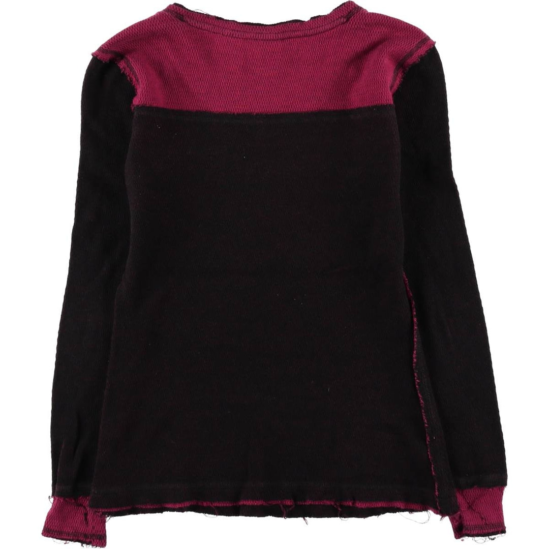 Harley-Davidson Studded V-Neck Motorcycle Thermal Long-Sleeve T-Shirt, Honeycomb Pattern, Women's Size XS (approx.) cotton black type Vintage Second Hand