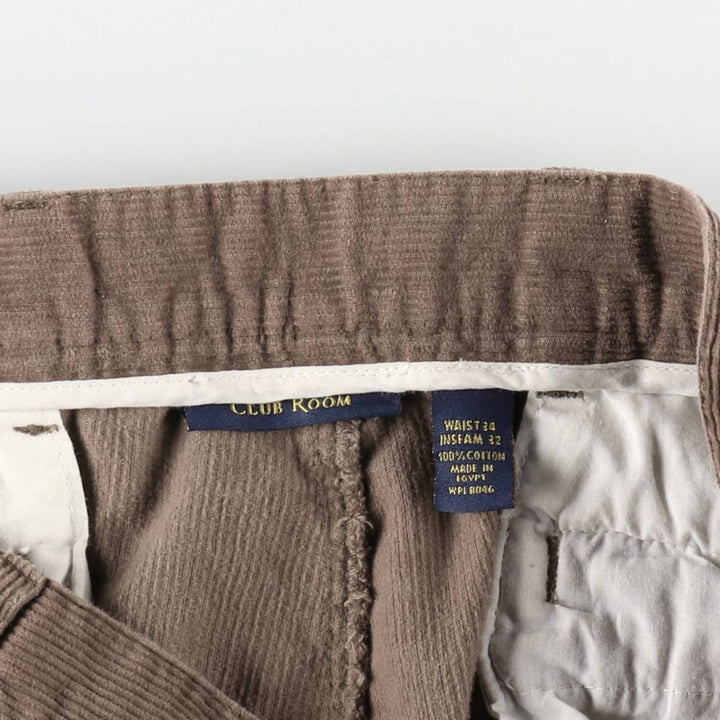 CLUB ROOM Two-pleat Corduroy Pants for Men, Size W34 cotton Beige type Vintage Second Hand