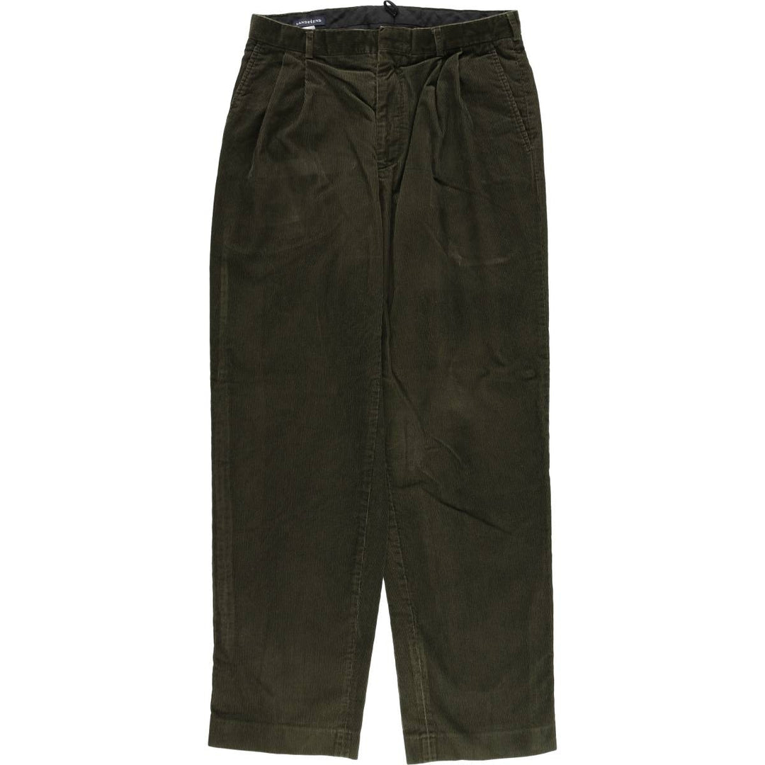 Lands' End corduroy pants with two pleats, men's size W32 (approx.) cotton Green type dark green Vintage Second Hand