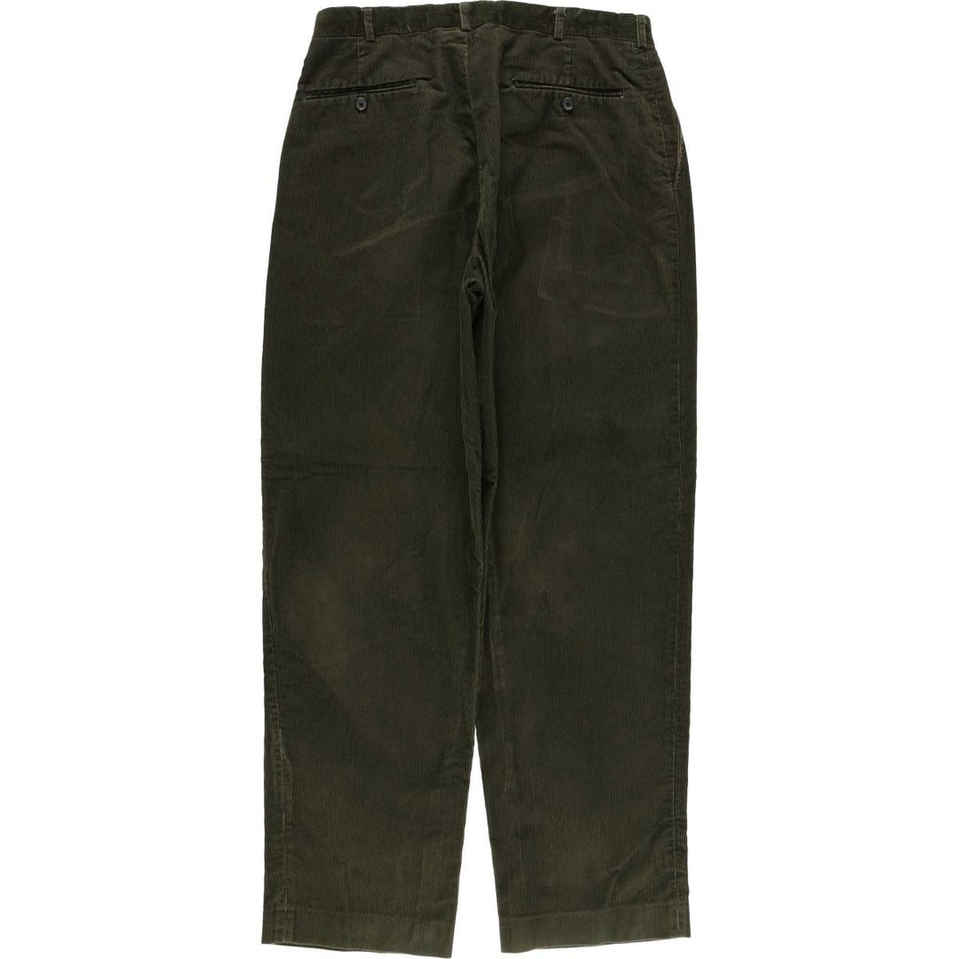 Lands' End corduroy pants with two pleats, men's size W32 (approx.) cotton Green type dark green Vintage Second Hand