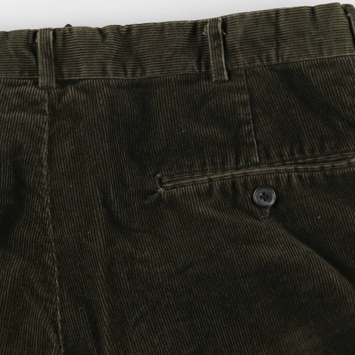 Lands' End corduroy pants with two pleats, men's size W32 (approx.) cotton Green type dark green Vintage Second Hand