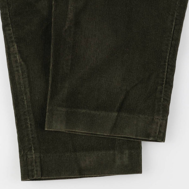 Lands' End corduroy pants with two pleats, men's size W32 (approx.) cotton Green type dark green Vintage Second Hand