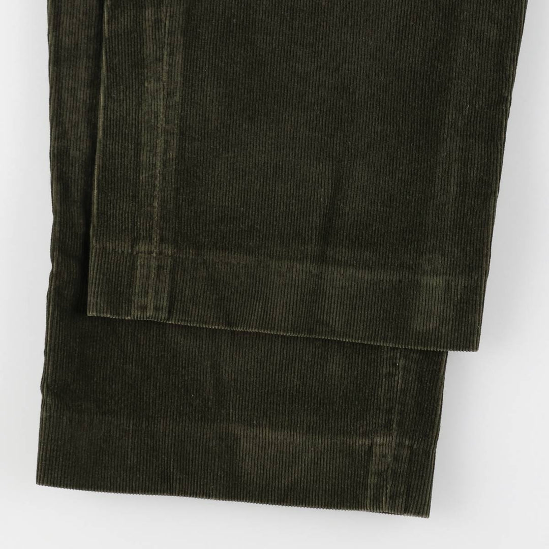 Lands' End corduroy pants with two pleats, men's size W32 (approx.) cotton Green type dark green Vintage Second Hand