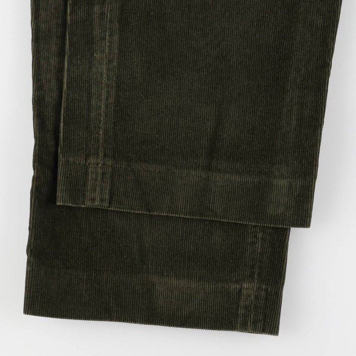 Lands' End corduroy pants with two pleats, men's size W32 (approx.) cotton Green type dark green Vintage Second Hand