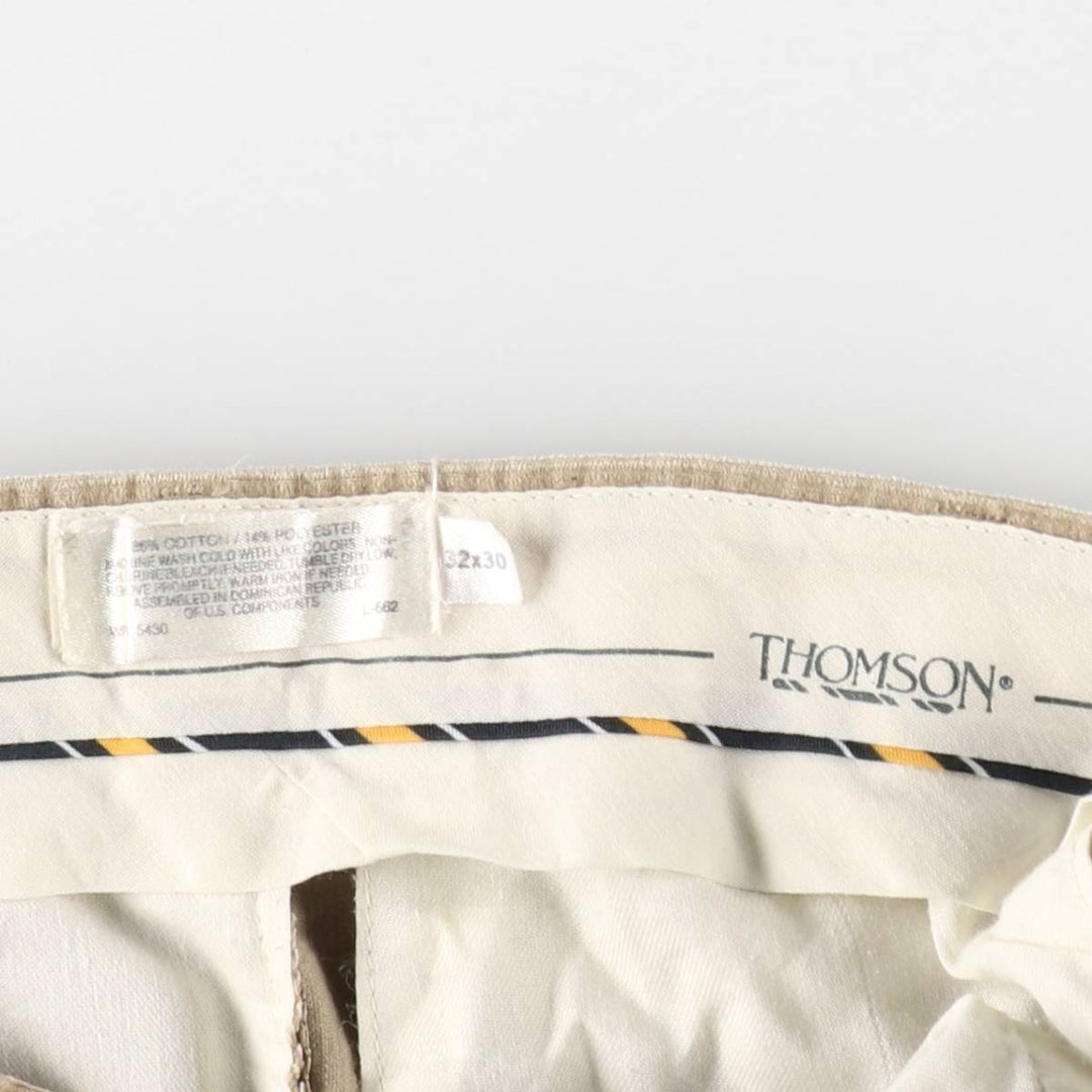 THOMSON Two-Pleat Corduroy Pants, Men's Size W31 (approx.) cotton Beige type Vintage Second Hand
