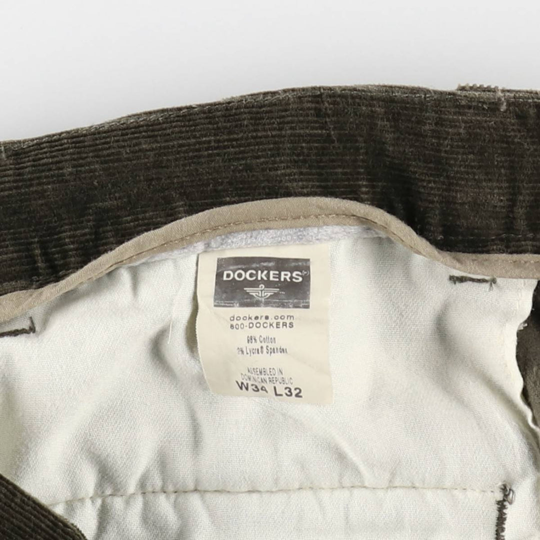 2000'S Dockers khakis two-pleat corduroy pants, men's size W33 (approx.) cotton Khaki type brown Vintage Second Hand