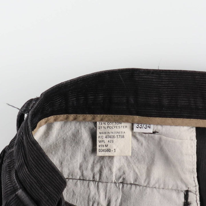 Dockers khakis two-pleat corduroy pants, men's size W34 (approx.) cotton black type Vintage Second Hand