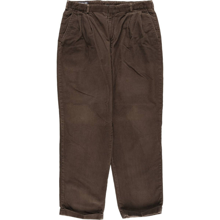 Lands' End corduroy pants, two-pleat style, men's size W35 (approx.), vintage. cotton brown type Vintage Second Hand