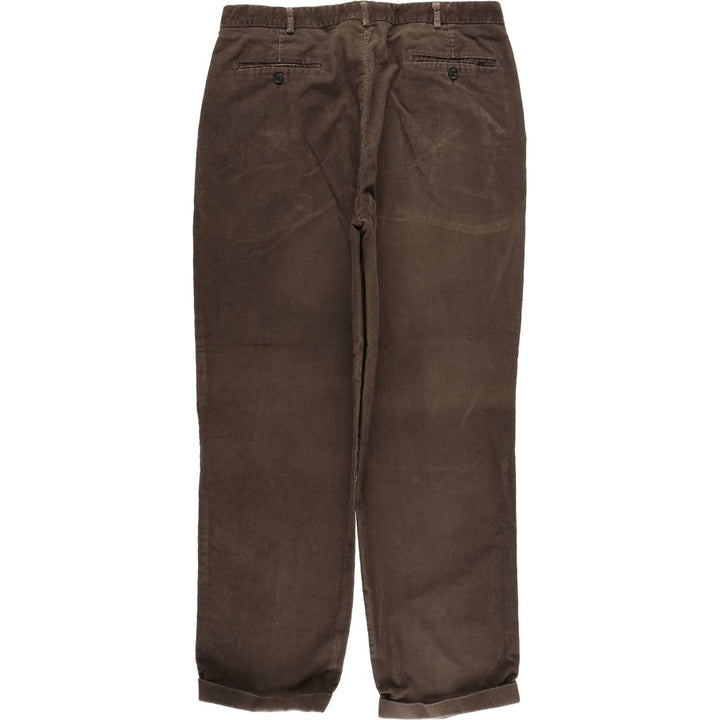 Lands' End corduroy pants, two-pleat style, men's size W35 (approx.), vintage. cotton brown type Vintage Second Hand