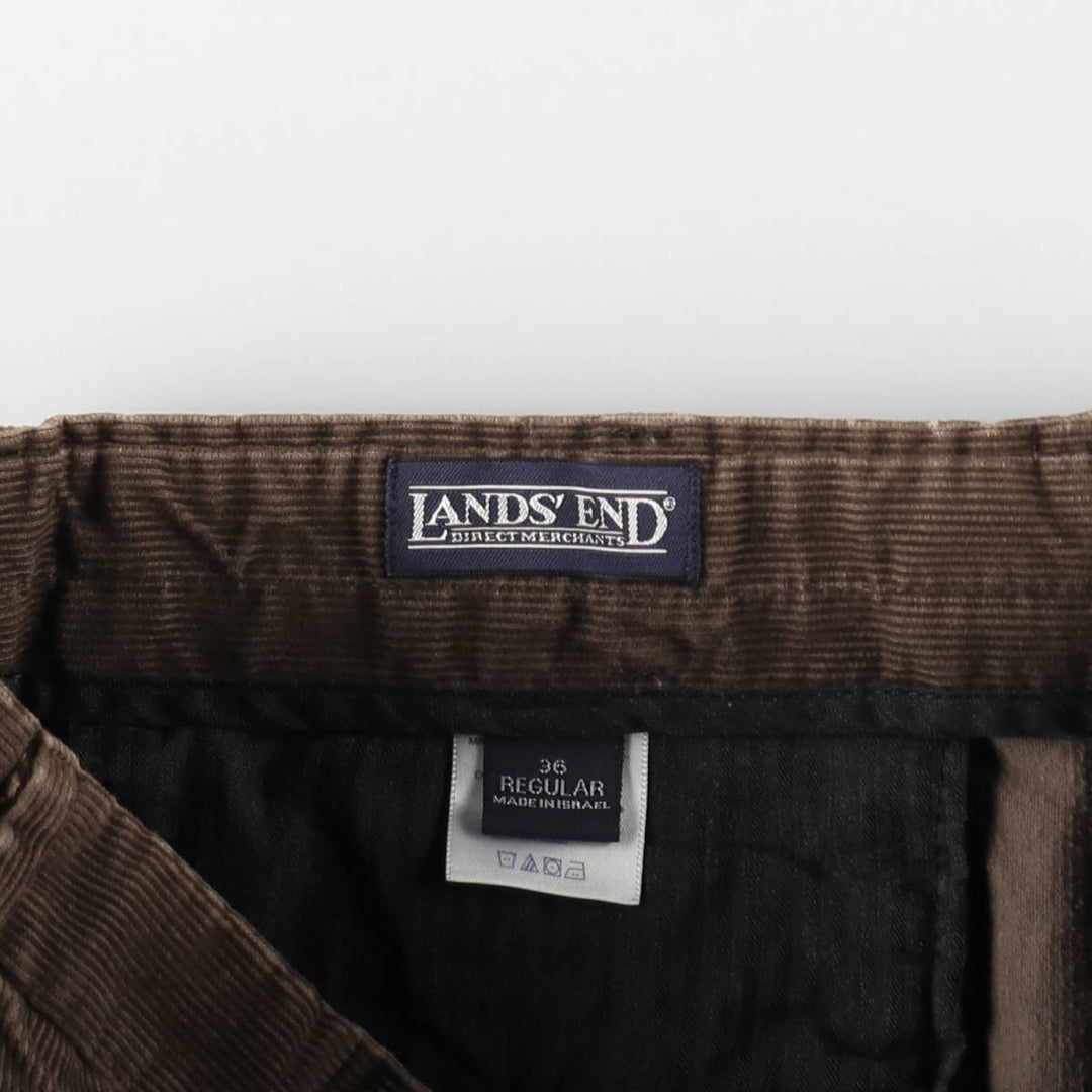 Lands' End corduroy pants, two-pleat style, men's size W35 (approx.), vintage. cotton brown type Vintage Second Hand
