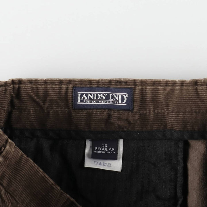 Lands' End corduroy pants, two-pleat style, men's size W35 (approx.), vintage. cotton brown type Vintage Second Hand