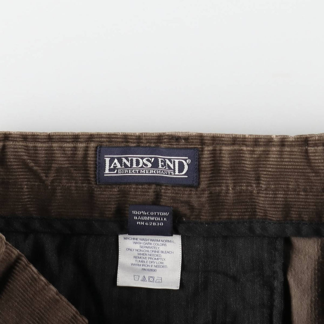 Lands' End corduroy pants, two-pleat style, men's size W35 (approx.), vintage. cotton brown type Vintage Second Hand