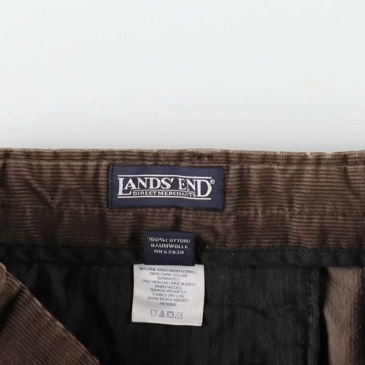 Lands' End corduroy pants, two-pleat style, men's size W35 (approx.), vintage. cotton brown type Vintage Second Hand