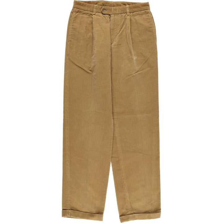 DECENIO One-tuck Corduroy Pants, Men's W30 (approx.) cotton beige type brown Vintage Second Hand