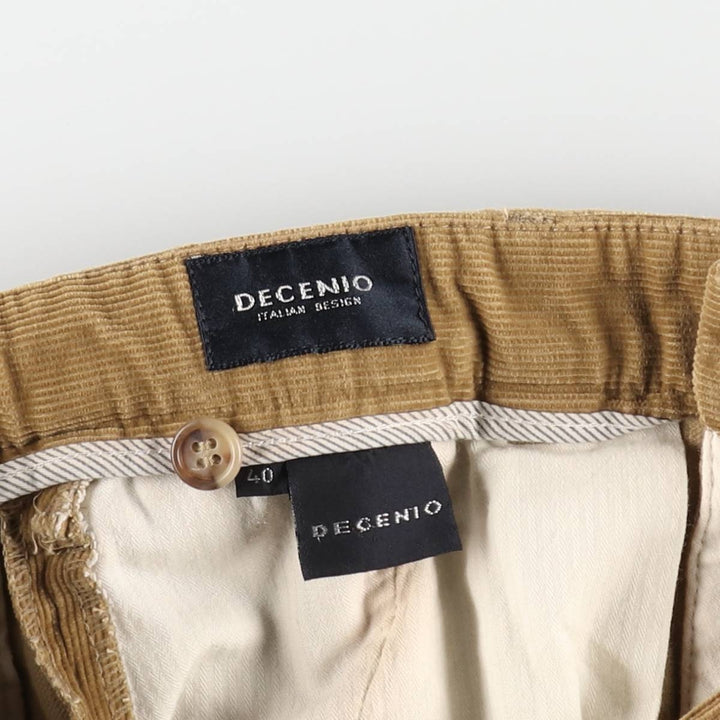 DECENIO One-tuck Corduroy Pants, Men's W30 (approx.) cotton beige type brown Vintage Second Hand