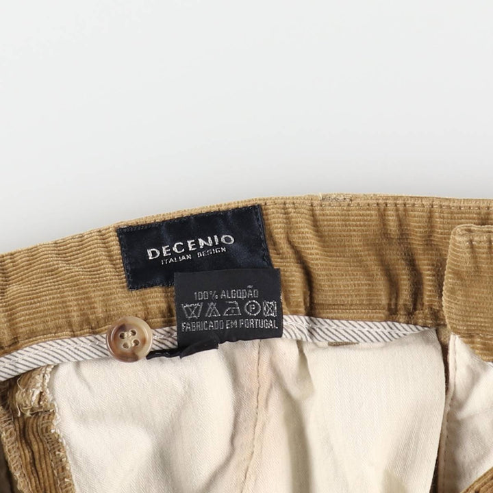 DECENIO One-tuck Corduroy Pants, Men's W30 (approx.) cotton beige type brown Vintage Second Hand