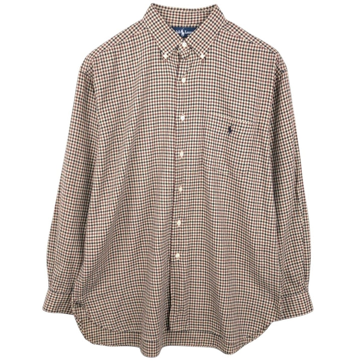 Ralph Lauren MCMEEL long-sleeved button-down check shirt, men's size L cotton brown type Vintage Second Hand