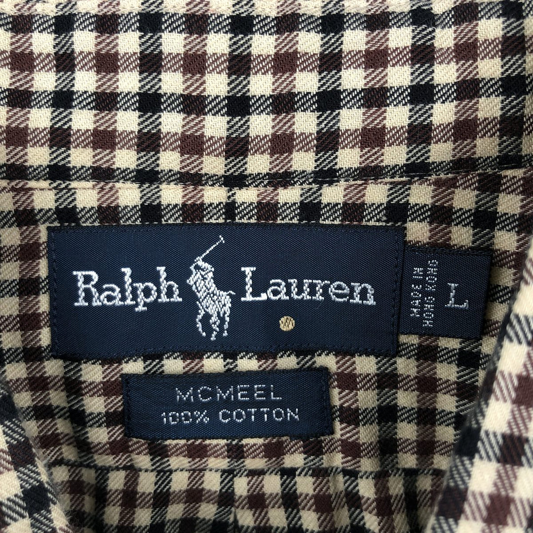 Ralph Lauren MCMEEL long-sleeved button-down check shirt, men's size L cotton brown type Vintage Second Hand