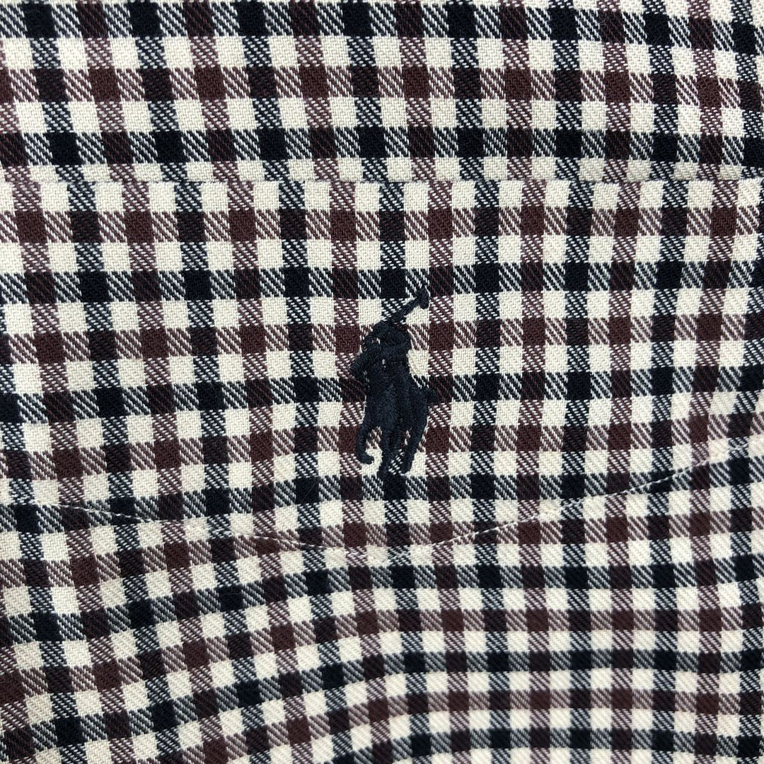 Ralph Lauren MCMEEL long-sleeved button-down check shirt, men's size L cotton brown type Vintage Second Hand