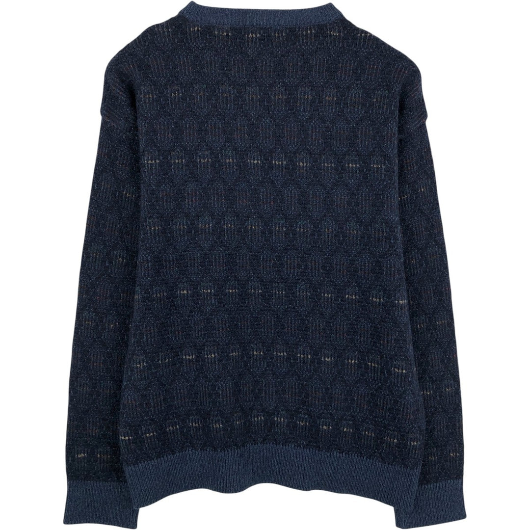 90'S Town Craft all-over print acrylic knit sweater, men's size L equivalent, vintage. acrylic navy blue type Vintage Second Hand