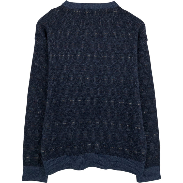 90'S Town Craft all-over print acrylic knit sweater, men's size L equivalent, vintage. acrylic navy blue type Vintage Second Hand