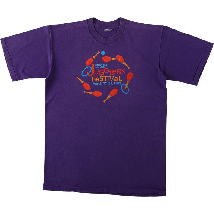 ~90'S JUGGLERS FESTIVAL Print T-Shirt, Men's Size L (Equivalent), Vintage unclear purple type Vintage Second Hand