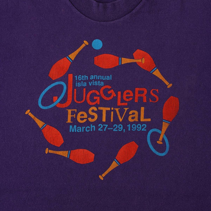 ~90'S JUGGLERS FESTIVAL Print T-Shirt, Men's Size L (Equivalent), Vintage unclear purple type Vintage Second Hand