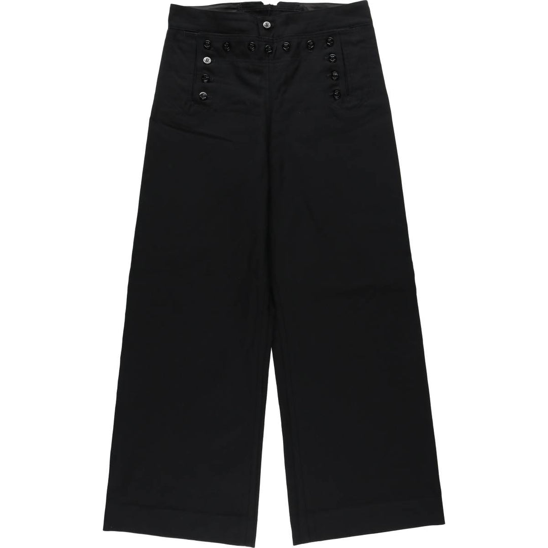 2000'S US Military Issue US Navy Lace-Up Sailor Pants, Made in USA, Size 32R (Men's W32 equivalent) wool black type Vintage Second Hand