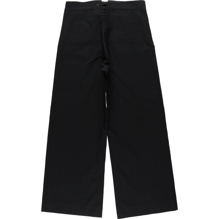 2000'S US Military Issue US Navy Lace-Up Sailor Pants, Made in USA, Size 32R (Men's W32 equivalent) wool black type Vintage Second Hand