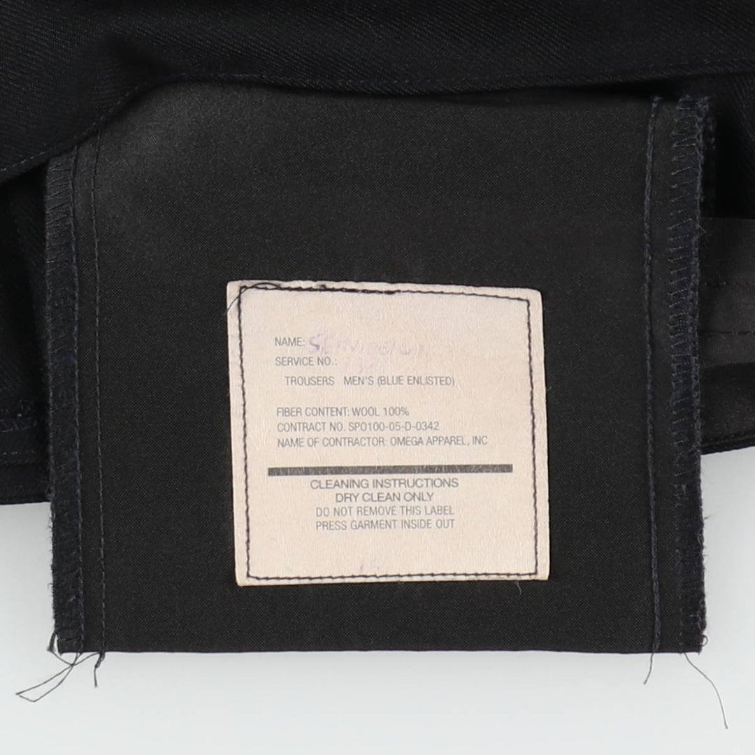 2000'S US Military Issue US Navy Lace-Up Sailor Pants, Made in USA, Size 32R (Men's W32 equivalent) wool black type Vintage Second Hand