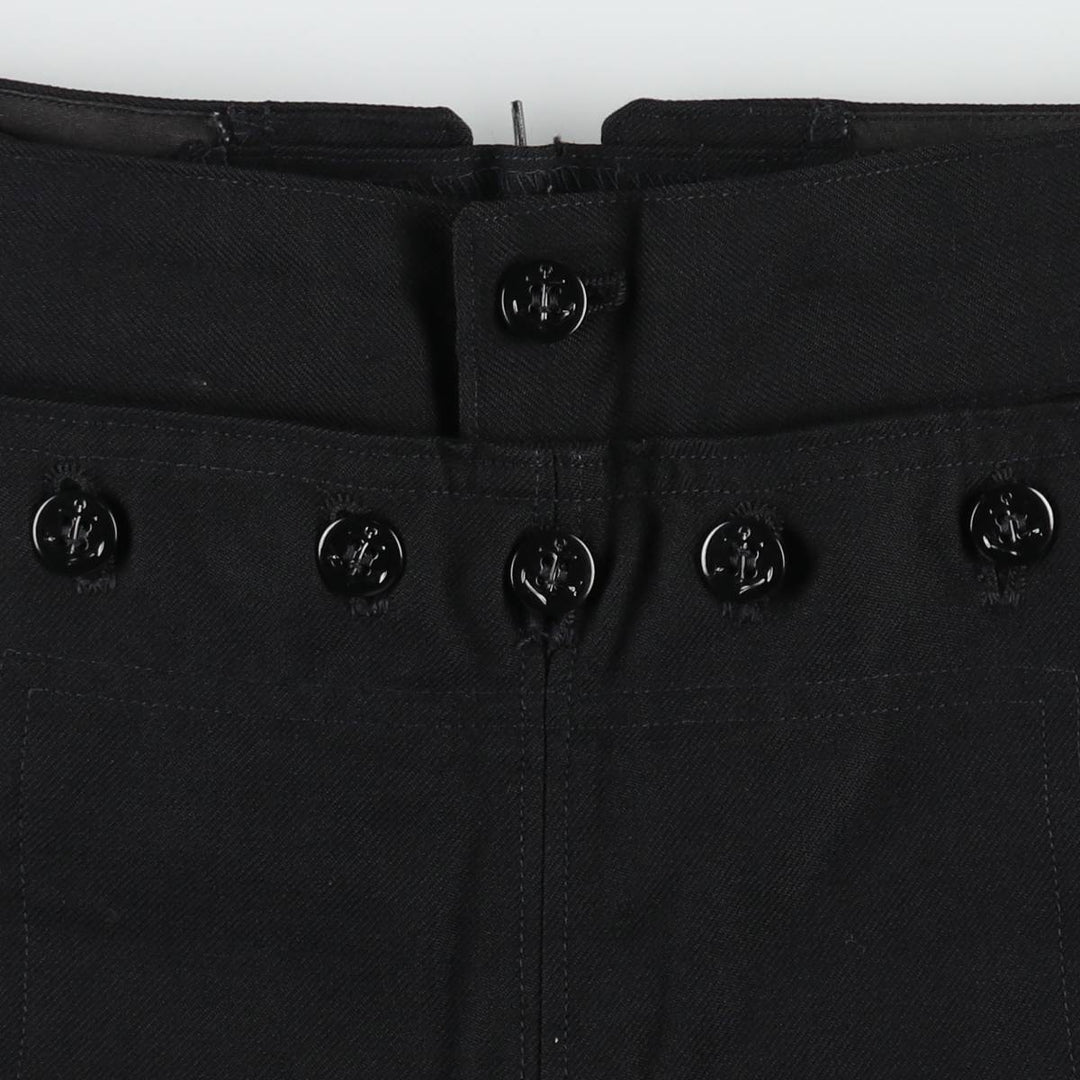 2000'S US Military Issue US Navy Lace-Up Sailor Pants, Made in USA, Size 32R (Men's W32 equivalent) wool black type Vintage Second Hand